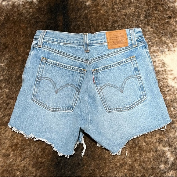 Levi's Light Blue Distressed Jean Shorts - Picture 2 of 3